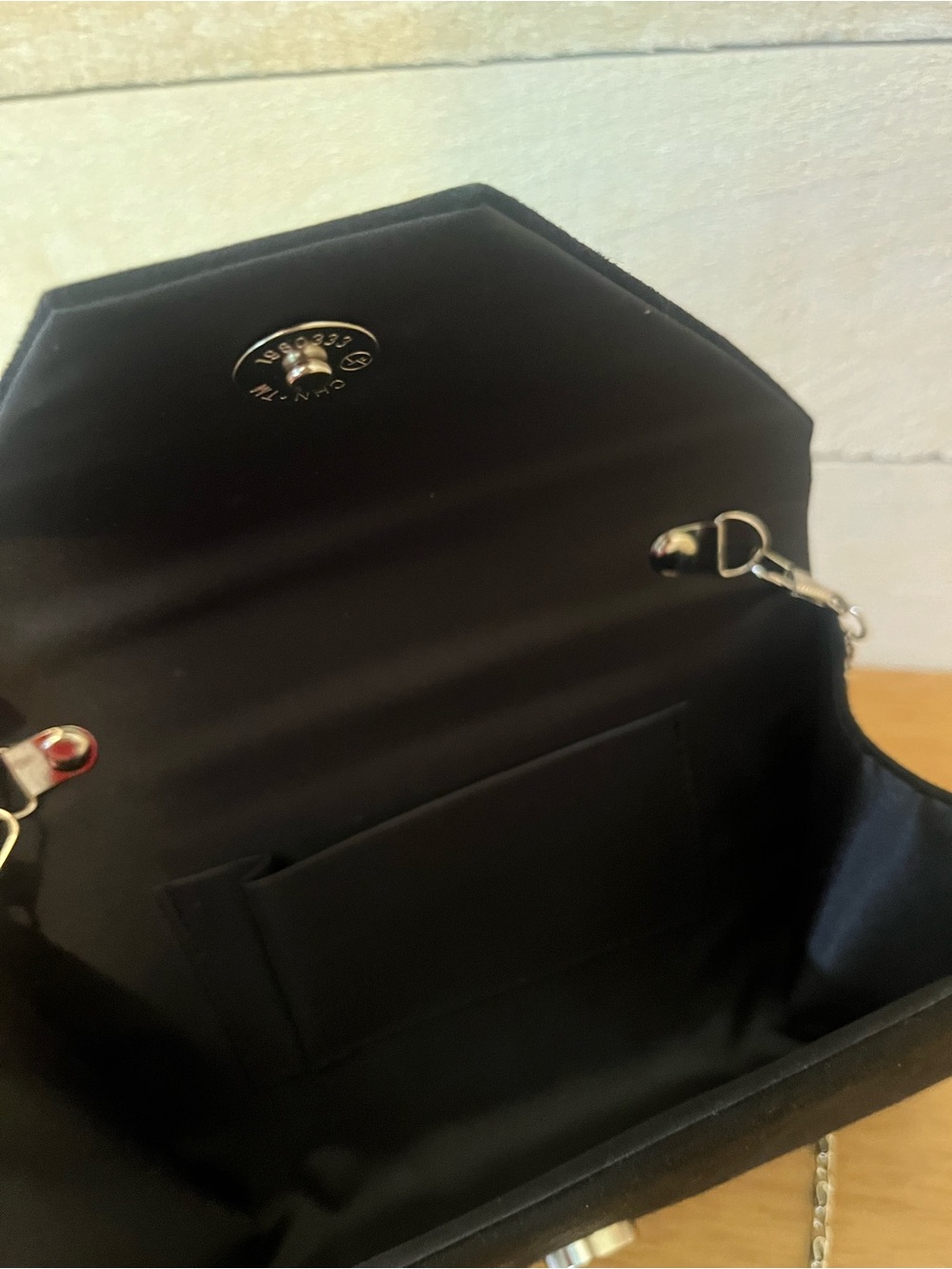 Black Embellished Evening Clutch with Chain Strap - Picture 8 of 8